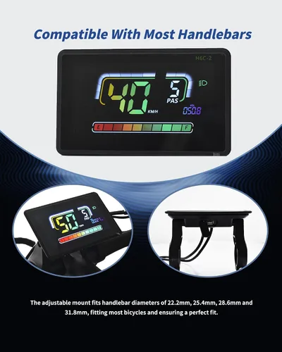 Miniatura 5 de Pantalla Ebike, protocolo UART Nº 2, conexión inalámbrica de aplicación para computadora de ciclismo LCD colorida, con puerto de carga USB, pantalla