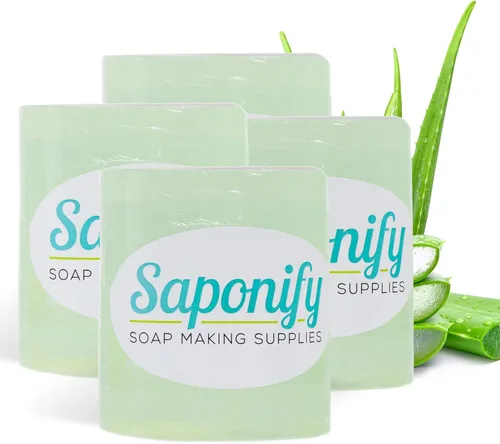Saponify - Base de jabón para derretir y verter aloe de 4 libras, base de jabón puro de aloe vera que mejora la piel, base de jabón de glicerina