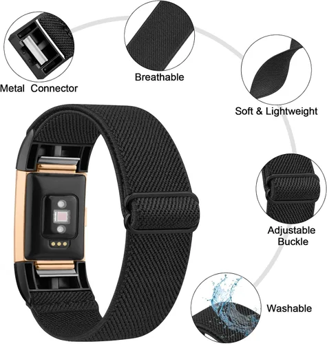 Miniatura 6 de Oumida Correa elástica de nailon solo compatible con Fitbit Charge 2 bandas para mujeres y hombres, correas deportivas trenzadas suaves ajustables