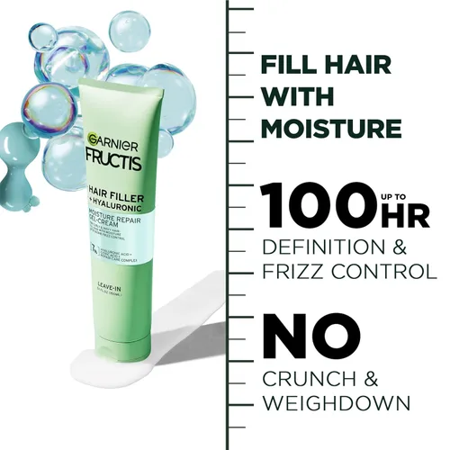 Miniatura 4 de Garnier Fructis Hair Filler Gel-Crema Reparadora de Humedad, Gel para el Cabello para Rizos y Ondas con Ácido Hialurónico, 5.1 Fl Oz, 1 Unidad