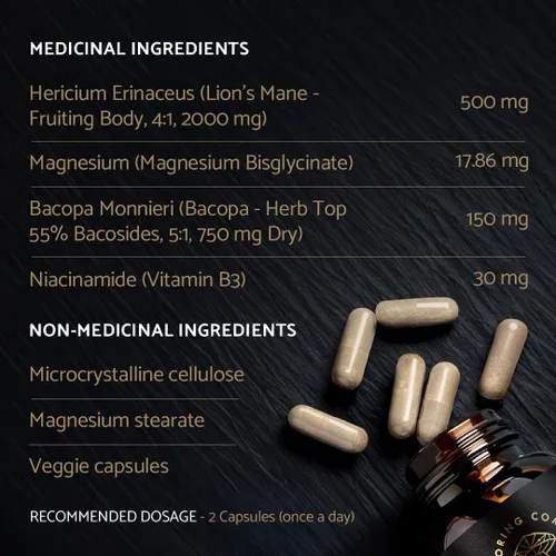 Miniatura 7 de Mycoveda Cognition Lions Mane Hongo, Bacopa Monnieri Suplemento natural para una mejor cognición y concentración