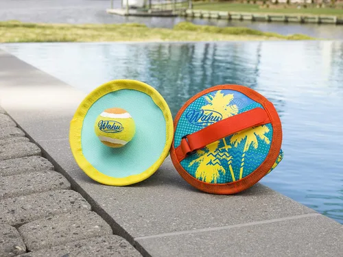 Miniatura 5 de WAHU Juego de pelota de agarre de agua con 1 bola y 2 guantes ajustables, juego de juguetes de playa con velcro para exteriores, amarillo/naranja