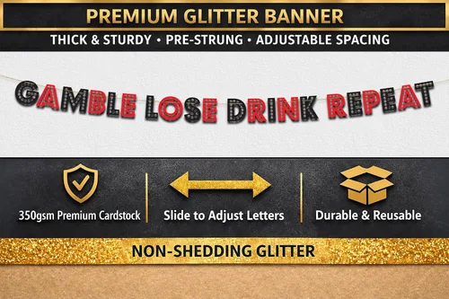 Miniatura 3 de Cartel con purpurina con temática de casino preencordado, decoraciones de despedida de soltera para ella, suministros de fiesta, recuerdos y regalos