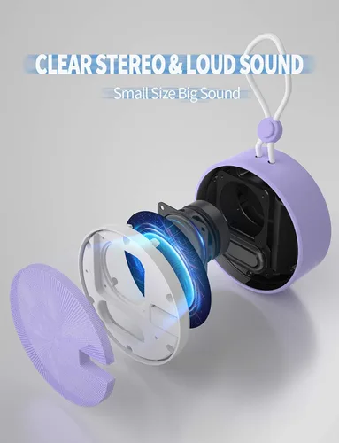 Miniatura 7 de Altavoz portátil INSMY IPX7 resistente al agua con Bluetooth, inalámbrico, para exteriores y la ducha, con sonido de alta definición, tarjeta TF
