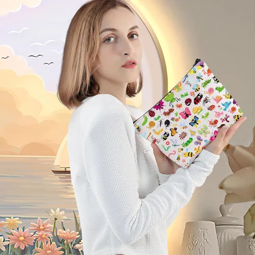 Miniatura 5 de LEVLO Bolsa de maquillaje cosmética con temática de insectos, regalo para amantes de los insectos, bolsa de viaje de mariposa y mariquita, Bugs