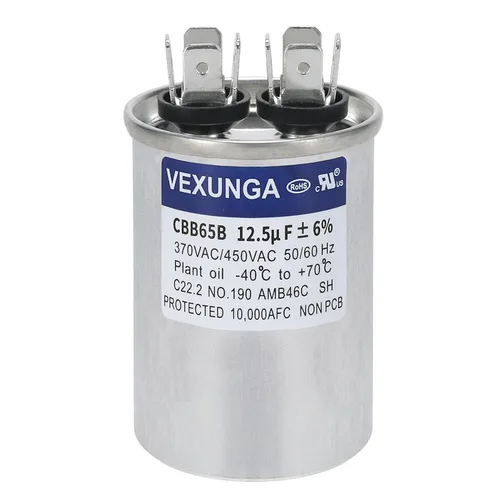 Miniatura 22 de VEXUNGA - 25/5 uF 25+5 MFD 370V o 440V Condensadores redondos de arranque dual 25 5 uF 370 440 Volt VAC CBB65 Condensadores para acondicionador
