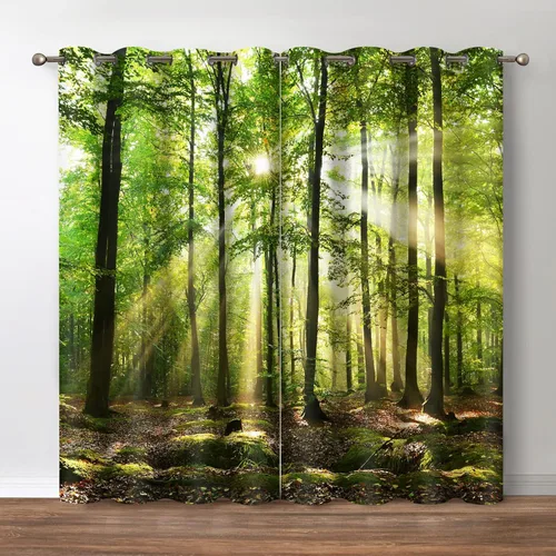 Miniatura 10 de Jekeno Cortinas opacas para oscurecer la habitación, con ojales, para ventana, atardecer, océano hawaiano, playa, tropical, palmera, decoración
