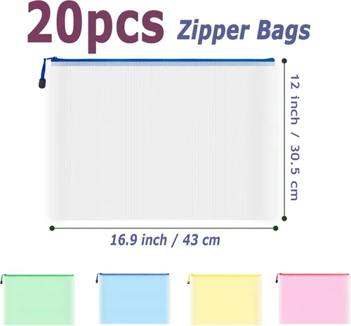 Miniatura 2 de 20 bolsas de malla con cremallera, multiusos, impermeable, para organización, para oficina, escuela, hogar y viajes