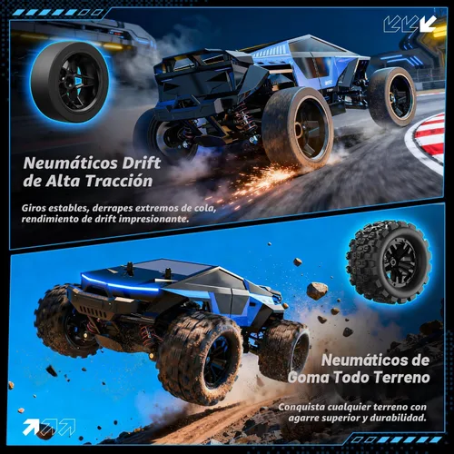 Miniatura 2 de DEERC 1/18 Auto RC de Carreras y Deriva Rápida Todo Terreno, camión de control remoto de 40 KM/H con carcasa futurista, ruedas de deriva extra