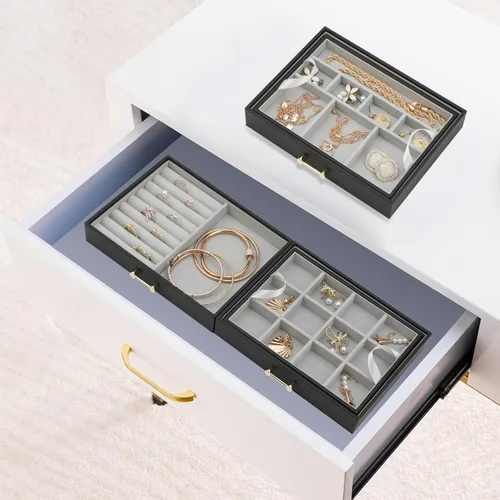 Miniatura 5 de V-LAFUYLIFE Jewelry Box with 4 Drawers,Jewelry Organizer Box for Women Girls,4- Layer Jewelry Storage Case for Necklaces Bracelets Earring and Watch