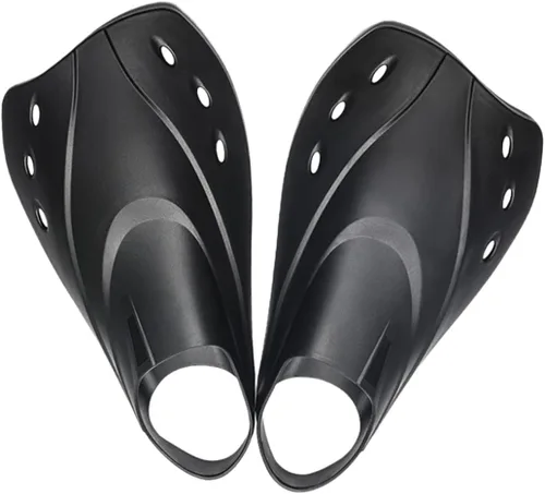 Cabilock Aletas de natación ajustables para adultos, aletas cortas de entrenamiento de esnórquel con funda ergonómica para pies, cómodo material TPR