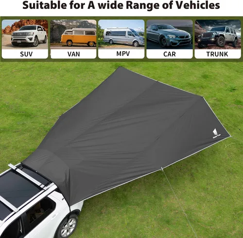 Miniatura 6 de GEERTOP Toldo grande para auto, lona para camping, mochilero, SUV, toldo para camioneta, protección solar impermeable, toldo para vehículo trasero
