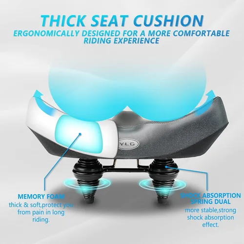 Miniatura 3 de YLG - Asiento de bicicleta de gran tamaño, cómodo asiento de bicicleta, sillín de repuesto de bicicleta con espuma viscoelástica, sillín