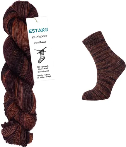 Miniatura 11 de Estako Jolly Socks Hilo Pintado a Mano 75% Lana Merino Superwash y 25% Poliamida (Fine/Sport 2 Peso) / 3.52 Oz - 100 gr / 360 Yardas - 330 mt