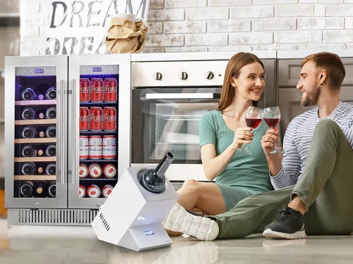 Miniatura 4 de Cobalance Refrigerador de vino y bebidas de doble zona de 24 pulgadas, enfriador de 72 latas y 20 botellas y enfriador de vino de una sola botella