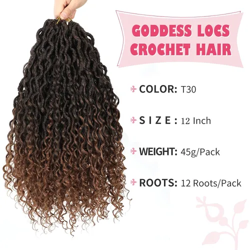 Miniatura 64 de Alicoco Goddess Locs Cabello de Ganchillo 12 Pulgadas 8 Paquetes Rastas Sintéticas de Ganchillo Para Mujeres Rastas Suaves Boho Pre-enrolladas River