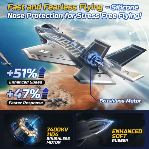 Miniatura 2 de DEERC F35 - Avión RC de 4 canales sin escobillas para adultos, avión de control remoto EDF Jet Fighter, estabilizador de giro de 6 ejes de 2.4GHz