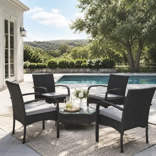 Miniatura 13 de Christopher Knight Home PE Wicker Dining Chairs Set of 2, Outdoor Patio Chairs with Removable Cushion, Poolside Dining Furniture, Aluminum Frame