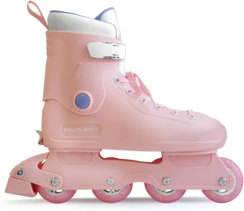 Patines en línea para mujeres y niñas, cuchillas de rodillo de tamaño ajustable para mujeres adultas, carcasa dura ABEC-7, suaves y cómodos Rosado