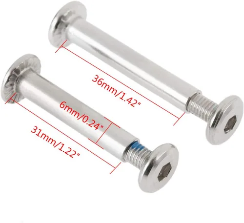 Miniatura 3 de MUXSAM 10 tornillos de repuesto de eje de patín en línea de 0.24 pulgadas/0.236 in de diámetro exterior, tornillo hexagonal de eje, rodamientos