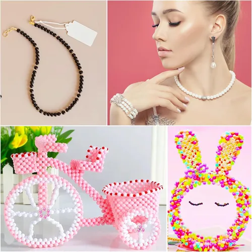 Miniatura 4 de 1500 cuentas negras redondas acrílicas para pulseras de 0.236 in de plástico, cuentas de colores para hacer joyas, cuentas de resina arcoíris