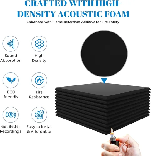 Miniatura 3 de Paquete de 15 paneles de espuma a prueba de sonido para paredes, paneles acústicos de 12 x 12 x 0.35 pulgadas, paneles de absorción de sonido
