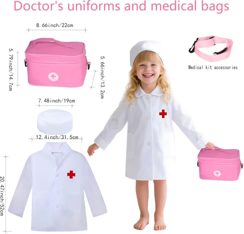 Miniatura 7 de JJ Technology - Juego de juguetes de madera para doctor, 32 piezas, kit médico para niños pequeños de 3 años, juguetes inclinados Montessor