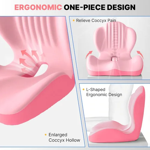 Miniatura 4 de Cojín de asiento ergonómico, cojines de asiento para silla de oficina con diseño integrado en forma de L, cojín ortopédico de espuma viscoelástica