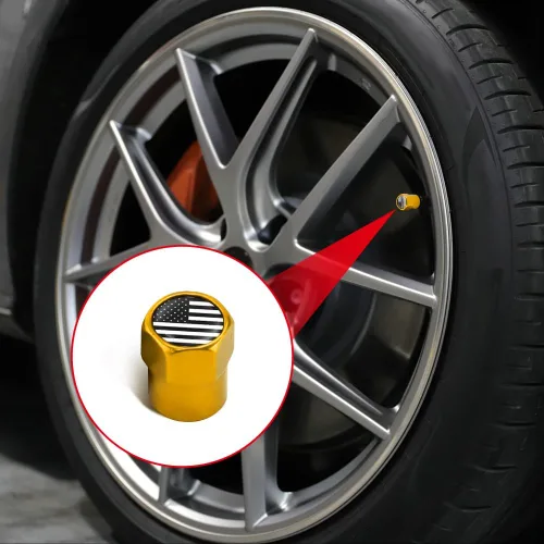 Miniatura 10 de ASUBHA 4 tapas de vástago de válvula de neumático con bandera estadounidense, tapones de aire de aluminio para neumáticos con junta tórica de goma