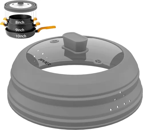 Miniatura 11 de Cubierta para salpicaduras de microondas, cubierta plegable de silicona para placa de microondas con vidrio para tapa protectora de salpicaduras