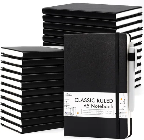 Miniatura 9 de Feela - Paquete de 24 cuadernos en blanco para el trabajo, cuaderno de negocios de tapa dura con líneas para escritura y soporte para bolígrafos