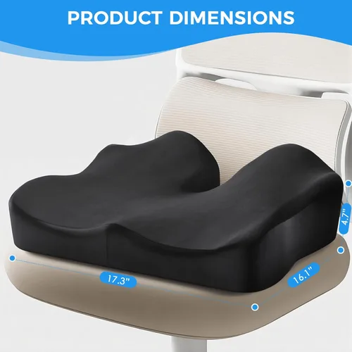Miniatura 9 de Niceeday Cojín de asiento para oficina, automóvil y silla de ruedas, espuma viscoelástica de alta calidad con diseño ergonómico en forma de U