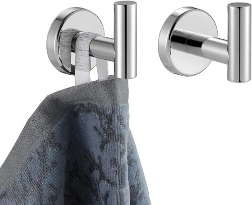 Miniatura 18 de JQK Gancho de toalla de baño cromado, gancho para abrigo/albornoz de acero inoxidable 304 para baño, cocina, garaje, montado en la pared