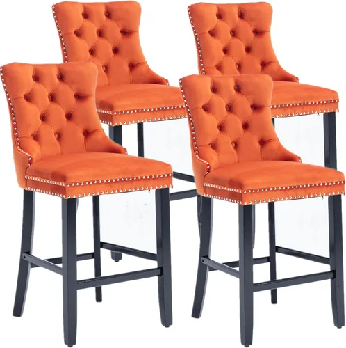 Miniatura 10 de Recaceik Juego de 2 taburetes de bar de altura de mostrador, modernos taburetes de bar de terciopelo con respaldo, taburetes de bar tapizados de 27