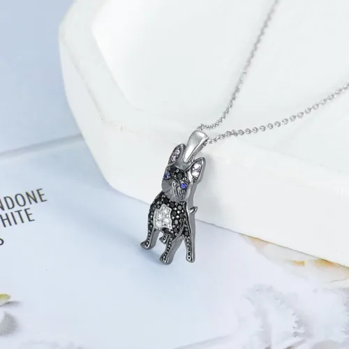 Miniatura 15 de Collares con colgante de perro de plata de ley S925 – 24 razas corgi/husky/labrador/pastor para mujer