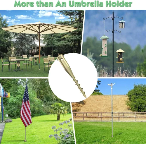 Miniatura 8 de Anclaje de arena para sombrilla de patio y playa, base de arena para playa al aire libre sin óxido con tornillo de anclaje para protección solar