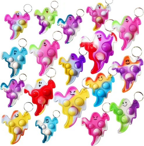 Miniatura 7 de Paquete de 100 mini juguetes para ansiedad de fantasmas de Halloween a granel para niños, recuerdos de fiesta y regalos para estudiantes en el aula