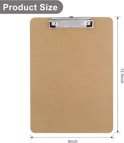Miniatura 2 de Portapapeles de Madera, Tamaño Carta, Tablero de Clip de Fibra Dura 8.5x11 para Aula, Estudiantes, Niños, Profesores, Tamaño Estándar A4, 9" x 12.5