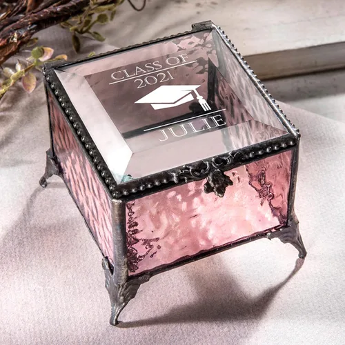 Miniatura 2 de Regalo de graduación personalizado para ella, joyero de cristal, recuerdo grabado para graduados de secundaria o graduación universitaria clase