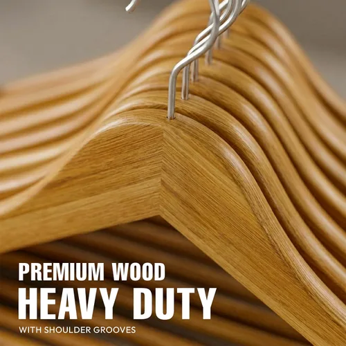Miniatura 3 de Utopia Home Perchas de madera de alta calidad, paquete de 20 – Percha de madera resistente y duradera – Percha de madera con gancho giratorio de 360
