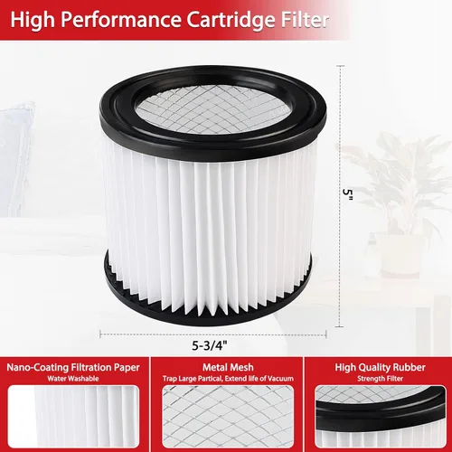 Miniatura 6 de Shop-Vac Juego de filtros de 8 piezas, 6 bolsas de colección 90667 de 1.5 galones+2 filtros de cartucho 90398 de alto rendimiento