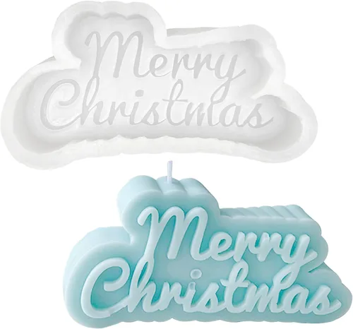 Molde de vela de Navidad para hacer velas, molde de silicona 3D para fundición de resina, yeso, arcilla polimérica, decoración del hogar de Feliz