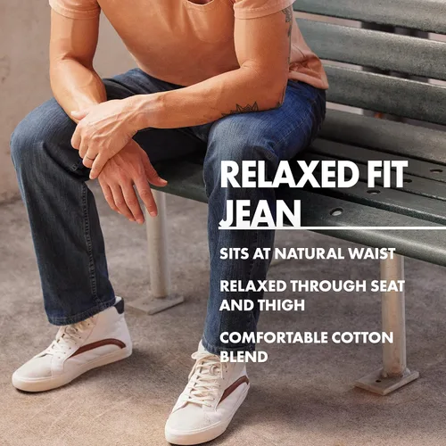 Miniatura 4 de Wrangler Authentics Jeans clásicos para hombre, corte holgado, con 5 bolsillos de algodón