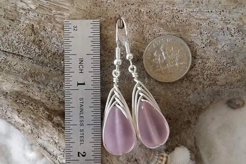 Miniatura 10 de Yinahawaii Handmade Sea Glass Earrings, Hawaiian Jewelry, Wire Braided Earrings Teardrop Earrings, Beach Jewelry Sea Glass Jewelry For Women Cobalt