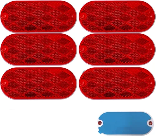 All Star Truck Parts Reflectores ovalados rojos/ámbares autoadhesivos o con montaje para taladrar, montaje rápido SAE 13 DOT (Rojo, 6)