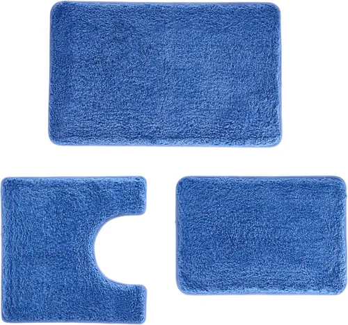 Miniatura 24 de Juego de alfombras de baño de lujo de 3 piezas con alfombra de inodoro en forma de U, fondo de goma antideslizante, microfibra gruesa, felpa suave