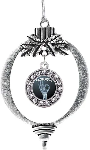 Miniatura 71 de Inspired Silver - Twin One - Adorno festivo de Navidad de plata - Adorno festivo de árbol de Navidad con dije de círculo y circonita cúbica