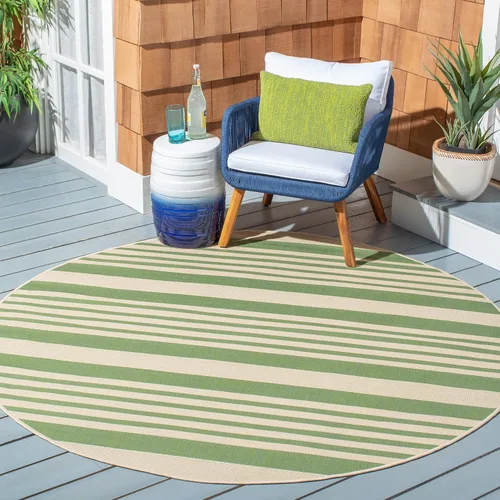 Miniatura 50 de SAFAVIEH Courtyard Collection - Alfombra decorativa, 2.3 x 5 pies, beige y verde oscuro, para interior/exterior, resistente a la intemperie