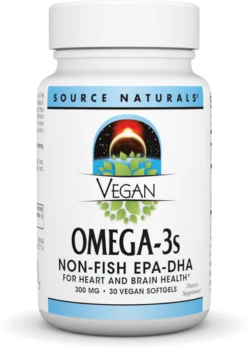 Source Naturals Omega-3 veganos, EPA-DHA sin pescado, para apoyo a la salud cardíaca y cerebral* 300 mg - 30 cápsulas blandas