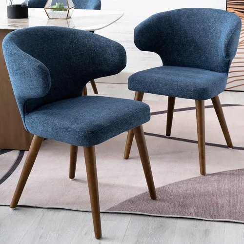 RIVOVA Juego de 2 sillas tapizadas con brazos decorativos, sillas de comedor modernas de felpilla de mediados de siglo para cocina, comedor, sillas